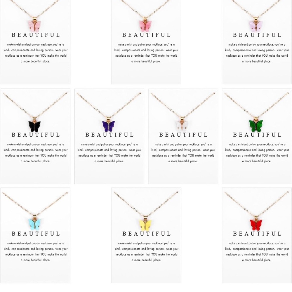 CHOICE OF COLOR Butterfly Pendant Necklace - Picture 5 of 7